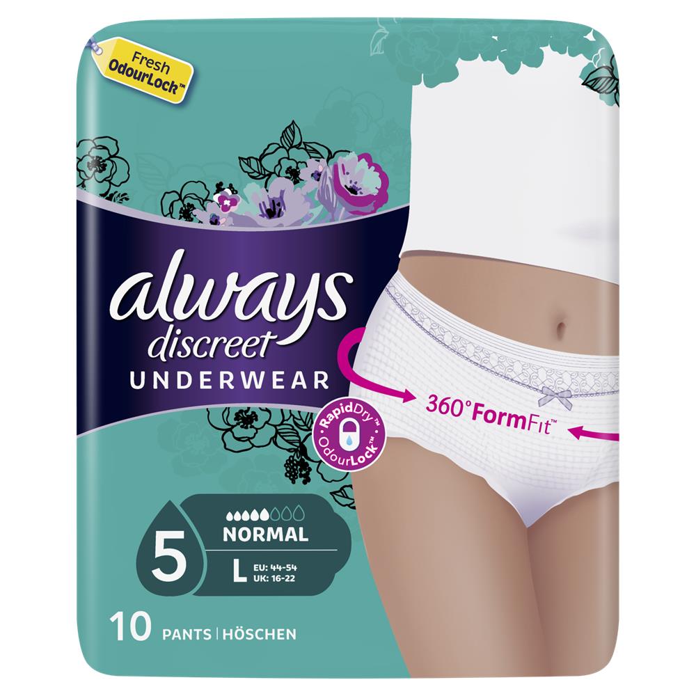 Always Discreet Incontinence Pants Normal Large 10 Pack McGorisks