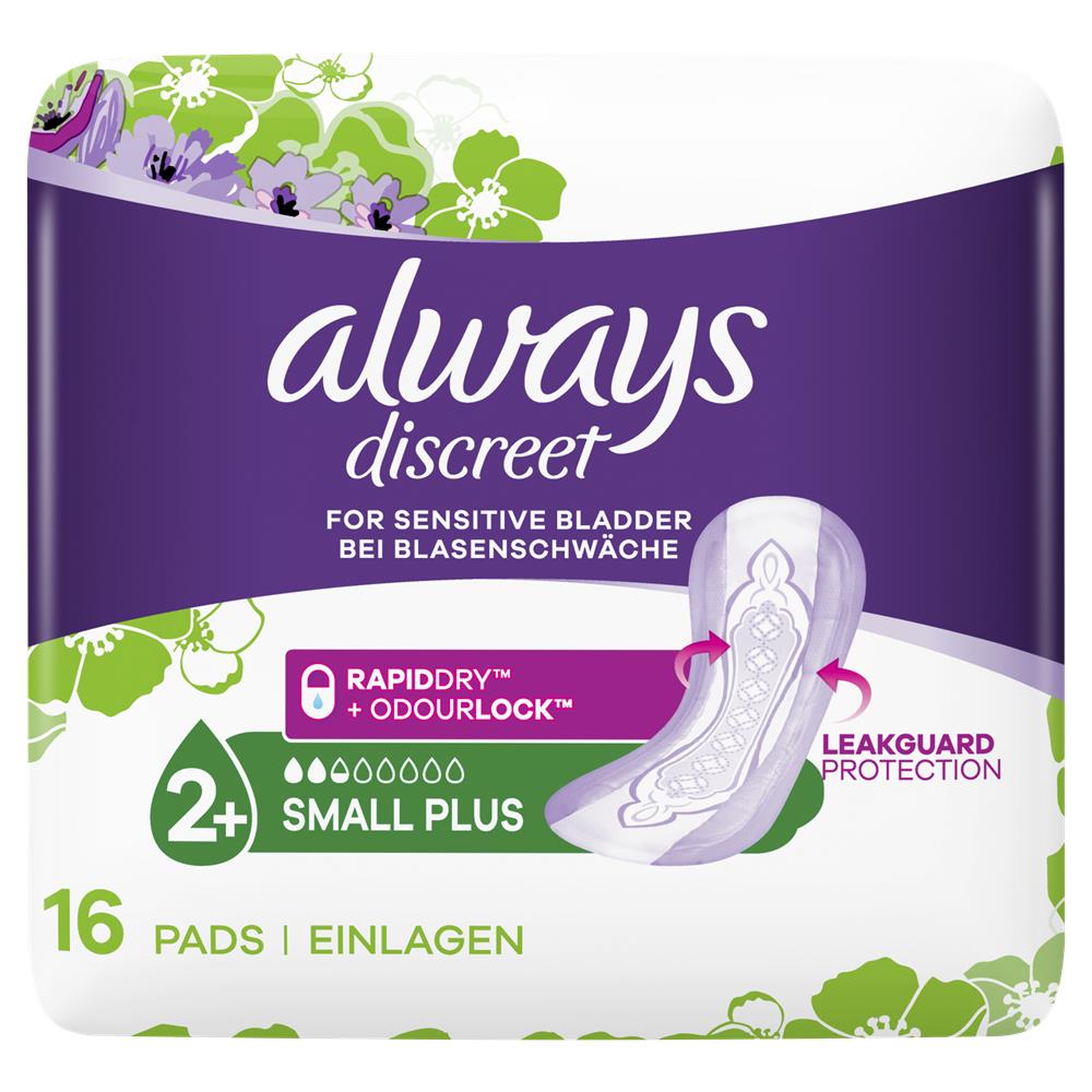 Always Discreet Incontinence Pads Small Plus 16 Pack McGorisks