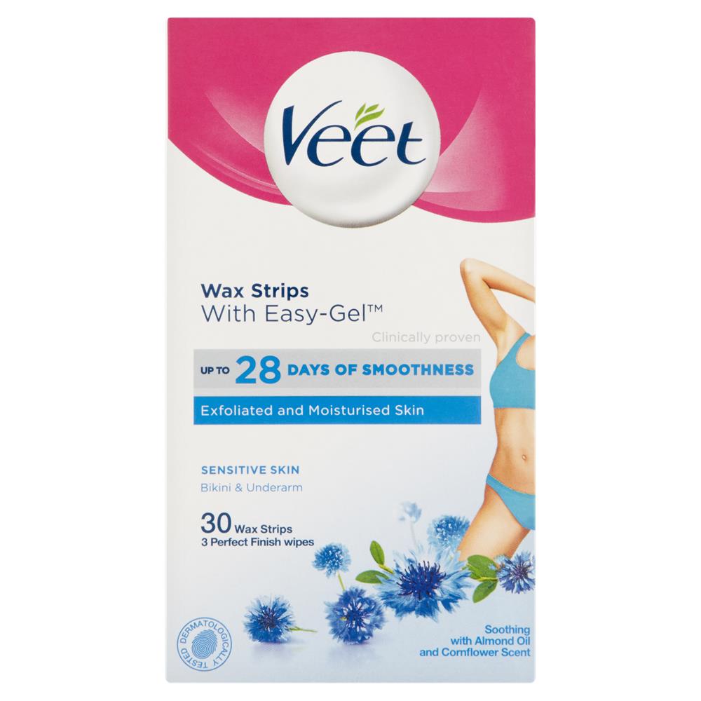 Veet Wax Strips With EasyGel Sensitive Skin Bikini & Underarm McGorisks Pharmacy and Beauty