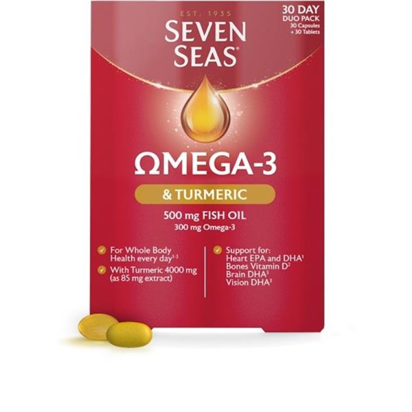 Seven Seas Omega3 & Turmeric 30 Capsules + 30 Tablets McGorisks