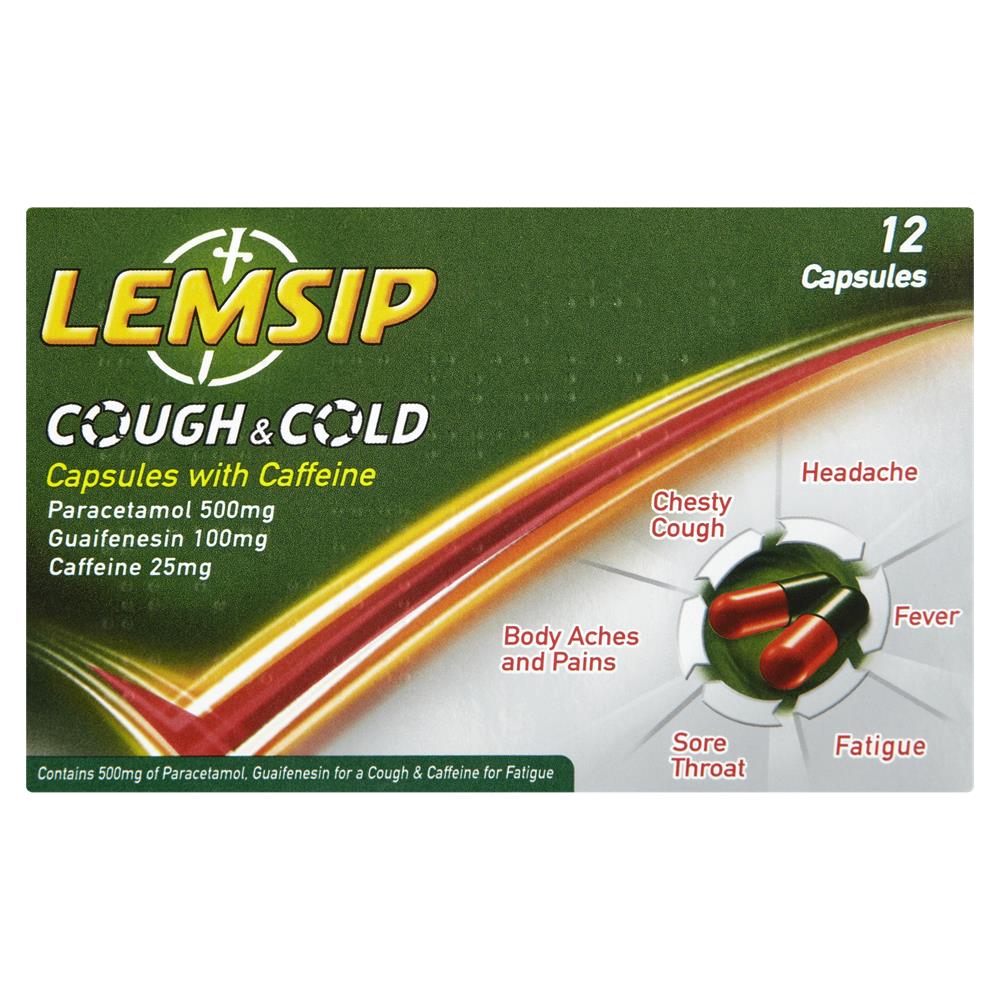 Lemsip Cough & Cold Capsules With Caffeine 12 Capsules McGorisks