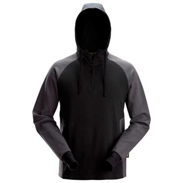 Snickers 2842 Two-Coloured Half-Zip Hoodie - Black/Steel Grey