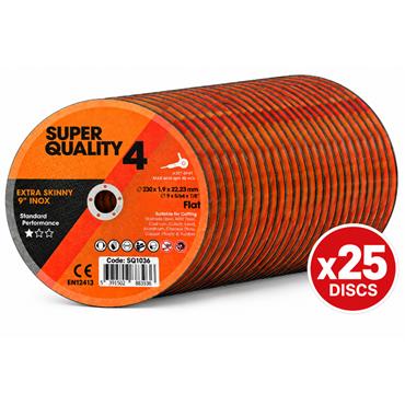 SuperQuality SQ1036 230 x 1.9x 22.23 Inox 9"/230mm Skinny Cutting Discs (25 Pack)