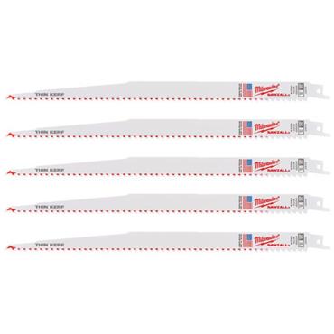 Milwaukee 48475037 300mm x 5 TPI Sawzall Thin Kerf Sabre Blades (5 Pack)