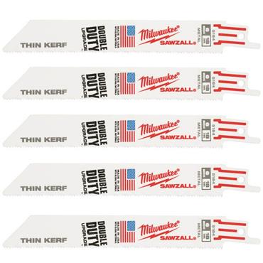 Milwaukee 48475184 150mm x 18tpi Metal Thin Kerf Sawzall Blades (5 Pack)