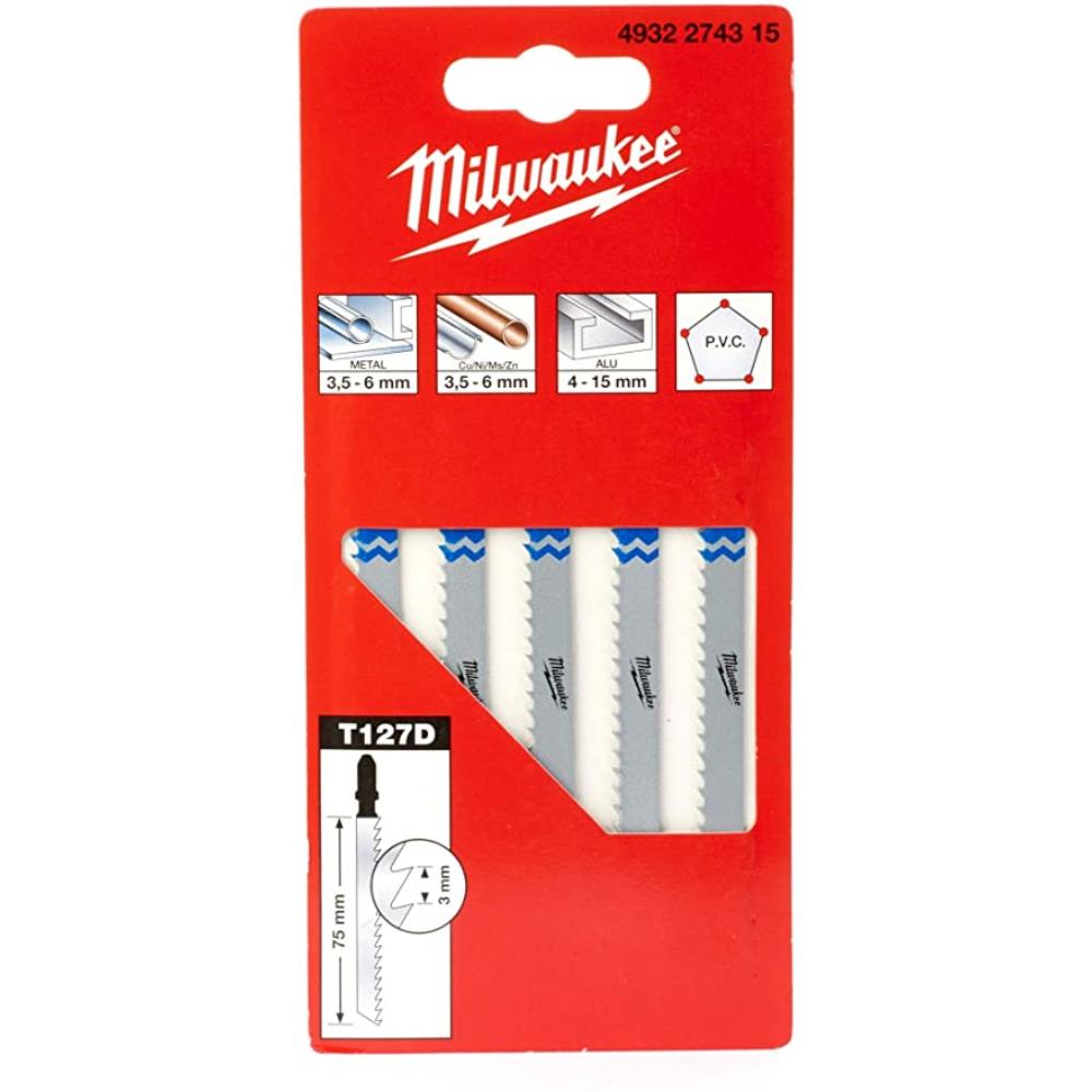 Milwaukee Metal Pvc Cutting Jigsaw Blade T127D (5 Pack) Toolfix