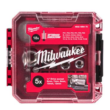 Milwaukee 4932499470 25-Piece 1/4" Drive Compact Ratchet Set in PACKOUT™ Compatible Box