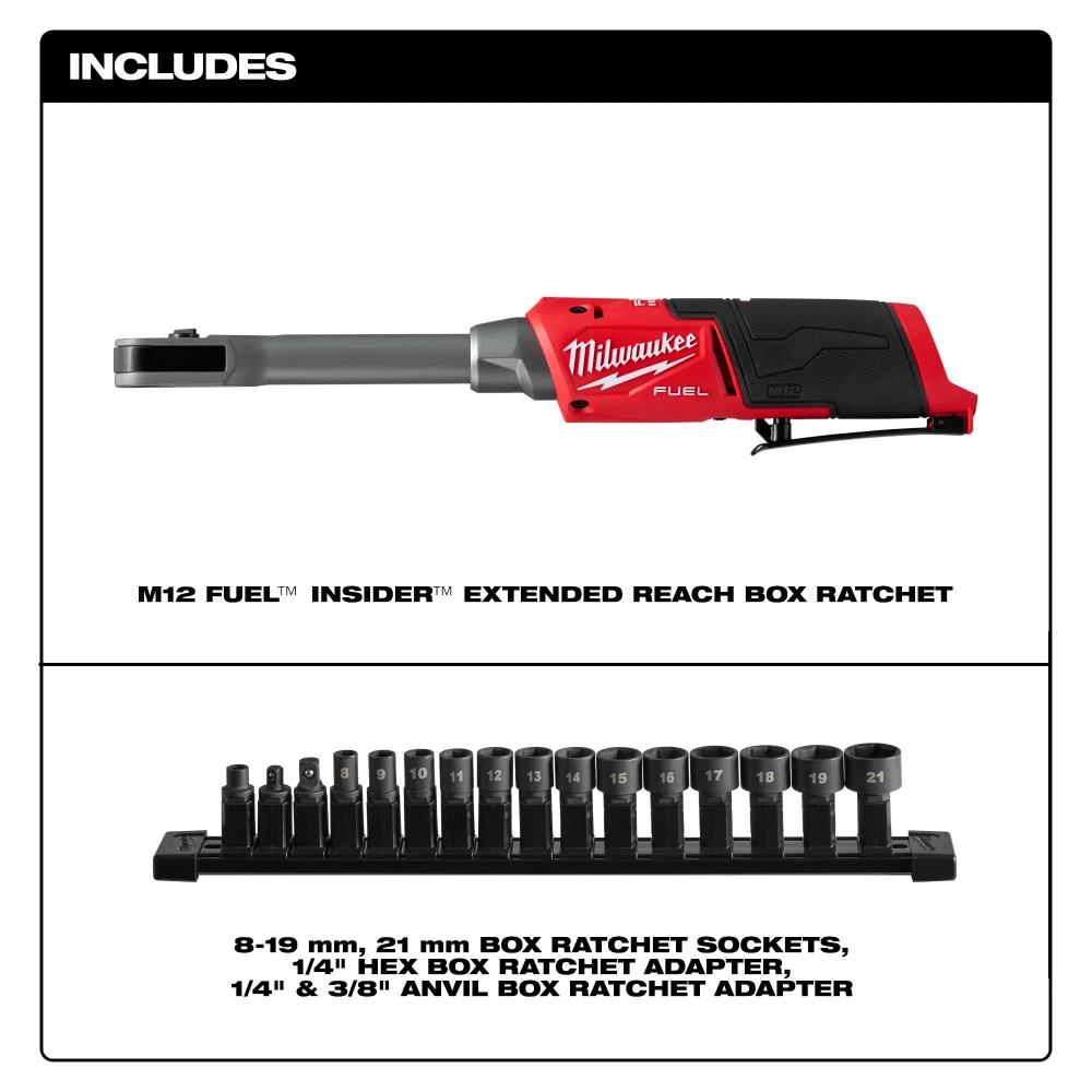 Milwaukee M12FPTR0X Fuel Pass Through Ratchet & Socket Set In Kitbox