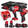 Milwaukee M18FPP2AQ2-564P M18 & M12 Brushless Impact Wrench Twin Kit