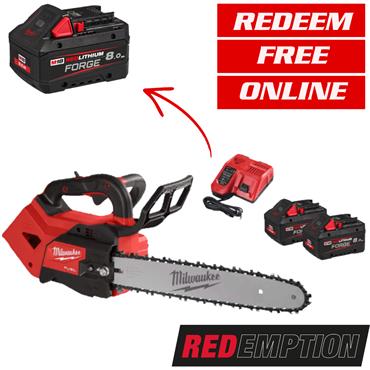 Milwaukee M18FTHCHS35-802 M18 FUEL 35cm Top Handle Chainsaw (2x8Ah Forge)