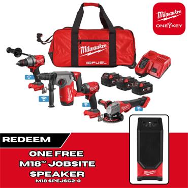 Milwaukee M18ONEPP4A3-503B 18V FUEL ONE-KEY 4 Piece Tool Kit (3x 5.0Ah)