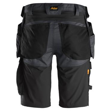 Snickers 6141 5804 AllroundWork Holster Pockets Stretch Shorts - Steel Grey/Black