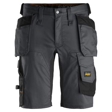 Snickers 6141 5804 AllroundWork Holster Pockets Stretch Shorts - Steel Grey/Black