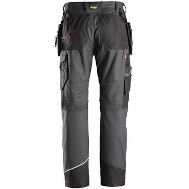 Snickers 6214 5804 RuffWork Canvas+ Work Trousers+ Holster Pockets Steel Grey/Black