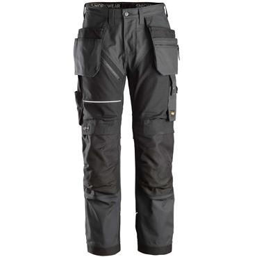 Snickers 6214 5804 RuffWork Canvas+ Work Trousers+ Holster Pockets Steel Grey/Black