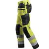Snickers 6230 6658 Hi-Vis Trousers Holster Pockets+ CL2 Yellow/Steel Grey