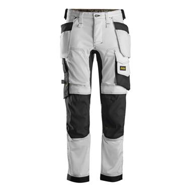 Snickers 6241 0904 AllroundWork Stretch Trousers Holster Pockets - White/Black