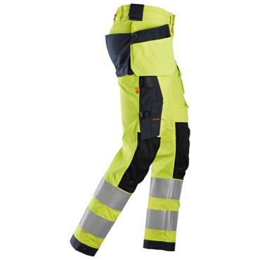 Snickers 6243 High-Vis Class 2, Stretch Trousers Holster Pockets - High Vis Yellow/Black