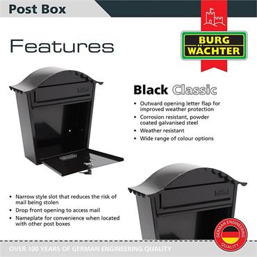 Burg-Wachter MB01BK Classic Post Box Black