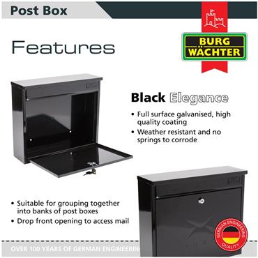 Burg-Wachter MB02BK Elegance Post Box Black