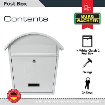 Burg-Wachter MB06 Classic 2 Post Box Matt White