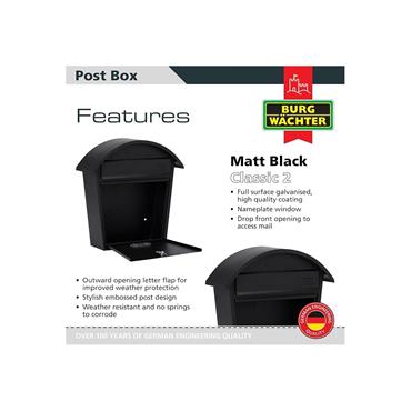 Burg-Wachter MB06BK Classic 2 Post Box Matt Black