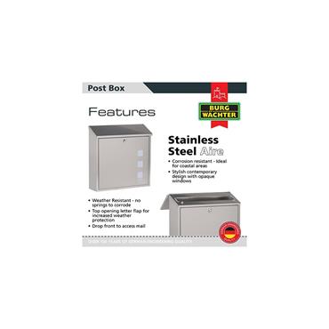 Burg-Wachter MB08ST Aire Stainless Steel Post Box