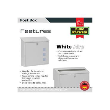 Burg-Wachter MB08 Aire White Post Box