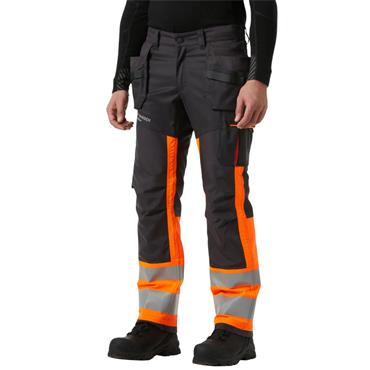 Helly Hansen 77422_269 Alna 2.0 Hi-Vis Stretch Construction Pants Trousers - Orange/Ebony
