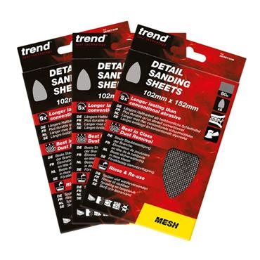 Trend Detail Sanding Sheets 102mm x 151mm TRIPLE PACK (5 x 80G, 5 x 150G & 5 x 240G)