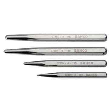 Bahco Centre Punch Set with Chrome Finish - 4 Pcs/Wallet 3735NS/4