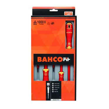 Bahco Fit 5 Piece VDE Insulated Slotted and Pozidriv Screwdriver Set B220.015