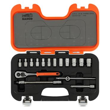 Bahco 16 Piece 1/4" Drive Socket Set with Ratchet & Accessories S160