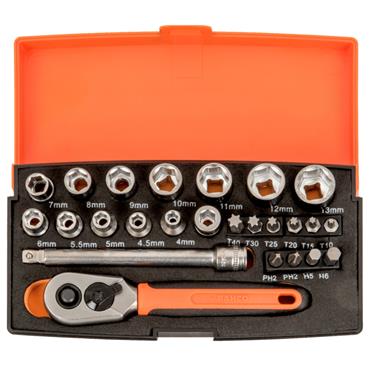 Bahco SBSL25 25 Piece Metric 1/4" Drive Socket Set