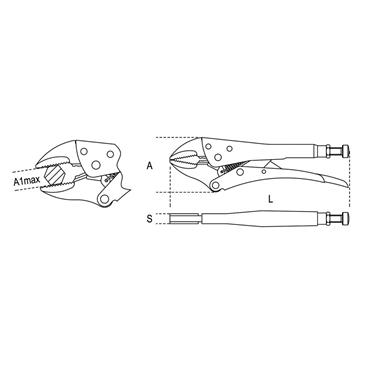 Beta 1052 240-Adjustable Self-Locking Pliers Concave Jaw