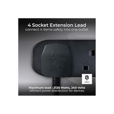 Masterplug BFG5NB-MP 4 Skt 5m 13a Ext Lead Blk