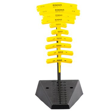 BONDHUS BTX10/S T-Handle Ball Driver Hex 10pcs Imperial Set + Stand 3/32"-3/8", 13190