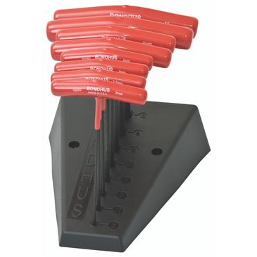 Bondhus HTX80M/S-6 T-Handle 6" Hex Driver 8pcs Metric Set+Stand 8pcs 2mm-10mm
