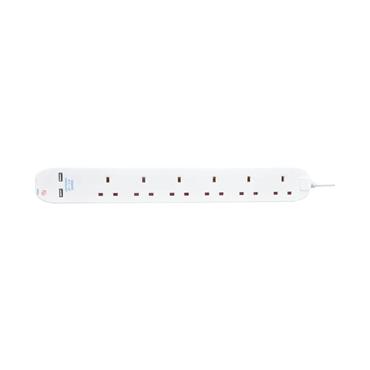 Masterplug BSNU110N-MP 6 skt 1m 13a usb ext lead + indicator