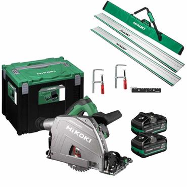 HiKOKI C3606DPA 36V MultiVolt Brushless Plunge Cut Saw (2x4Ah) + 4 Piece Guide Rail Kit