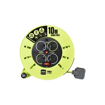 Masterplug CMU10134SL-PX Pro XT 4Skt 10m Medium Cassette Cable Reel Switch & LED