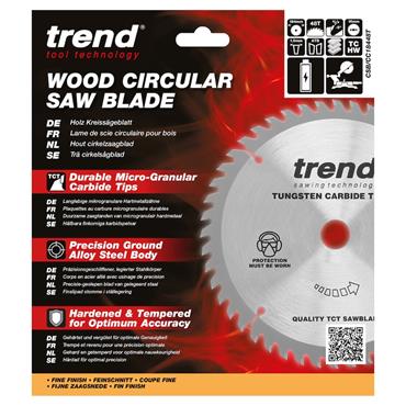 Trend Craft saw blade 184mm x 48 teeth x 16mm thin crosscut CSB/CC18448T