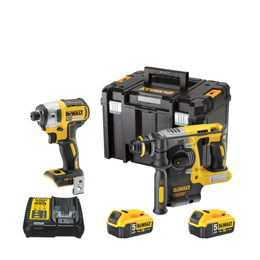 DeWalt DCK2532P2 18V Impact Driver & SDS Hammer Drill Twin Pack (2x5