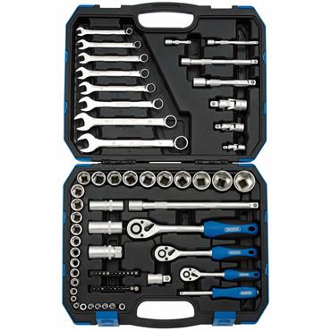 Draper 75 Piece Metric Tool Kit, 1/4", 3/8" and 1/2" Sq. Dr. 