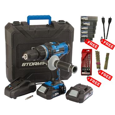 Draper Storm Force 20V Combi Drill 89523 (2x2Ah) (FREE Drill Bits)