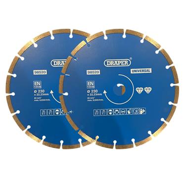 Draper 230mm Concrete Universal Cutting Disc Twin Pack