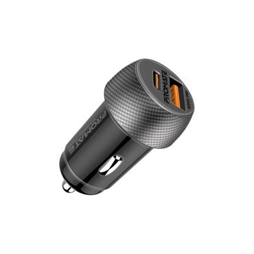 Promate 33W Ultra Fast Dual Port Car Charger 3.0 USB -C