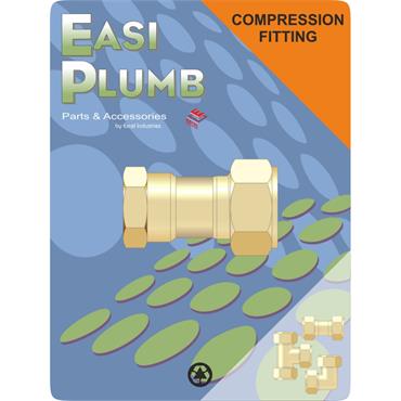 Easiplumb 3/4" x 1/2" F.I. Straight Brass Compression Coupling