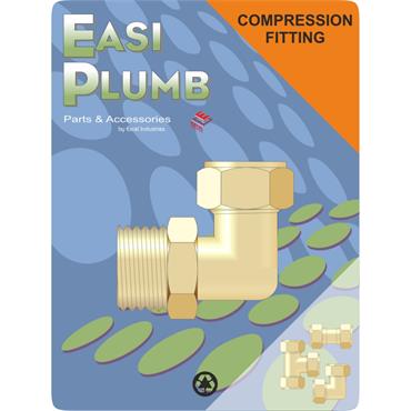 Easiplumb 3/4" x 1/2" M.I. Brass Compression Elbow