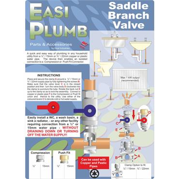 Easiplumb 1/2" Comp. x 1/2" Saddle Branch Valve